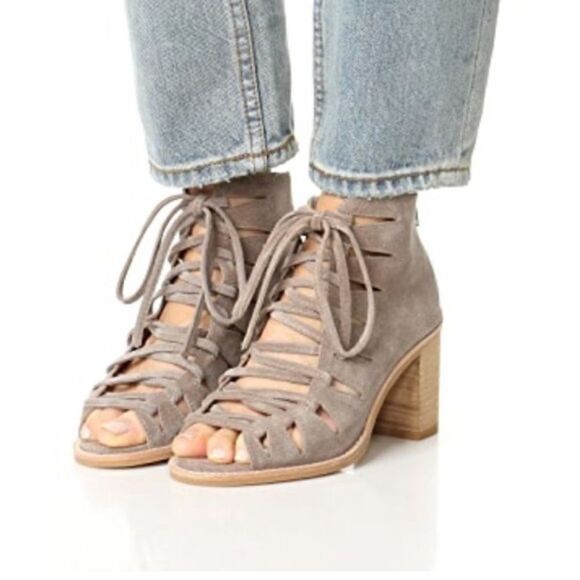 Jeffrey Campbell Corwin Suede gladiator Bootie- in stone Size 9.5 - Picture 1 of 13